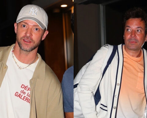 Justin Timberlake & Jimmy Fallon Get to Work at a Recording Studio in New York City