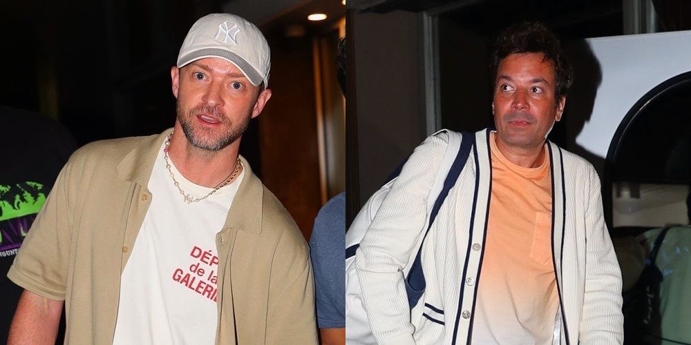 Justin Timberlake & Jimmy Fallon Get to Work at a Recording Studio in New York City