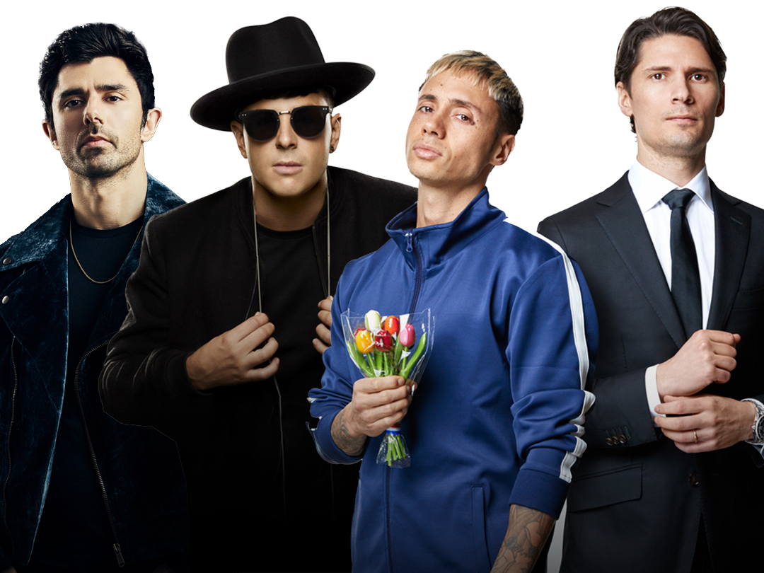 Promotional photo for "Eternity" which sees a photoshopped image that overlays Timmy Trumpet with KSHMR and Bassjackers.