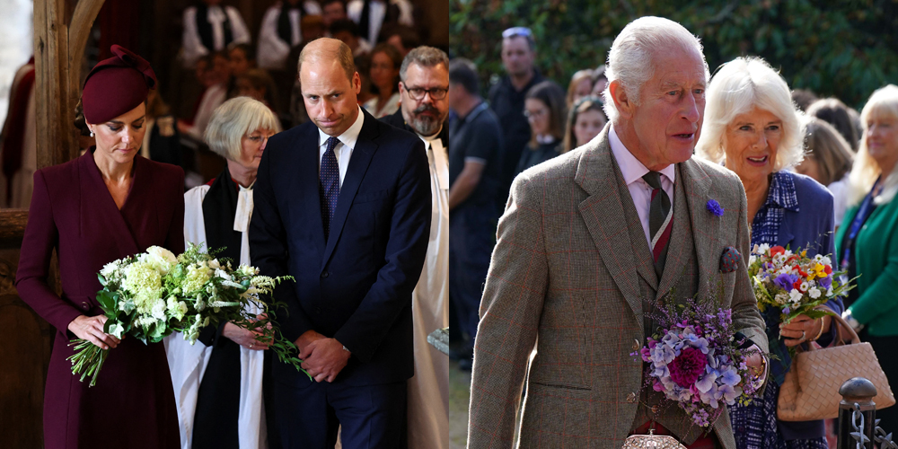 King, Queen, Prince & Princess of Wales Mark One Year Anniversary of Queen Elizabeth II's Passing At Two Locations